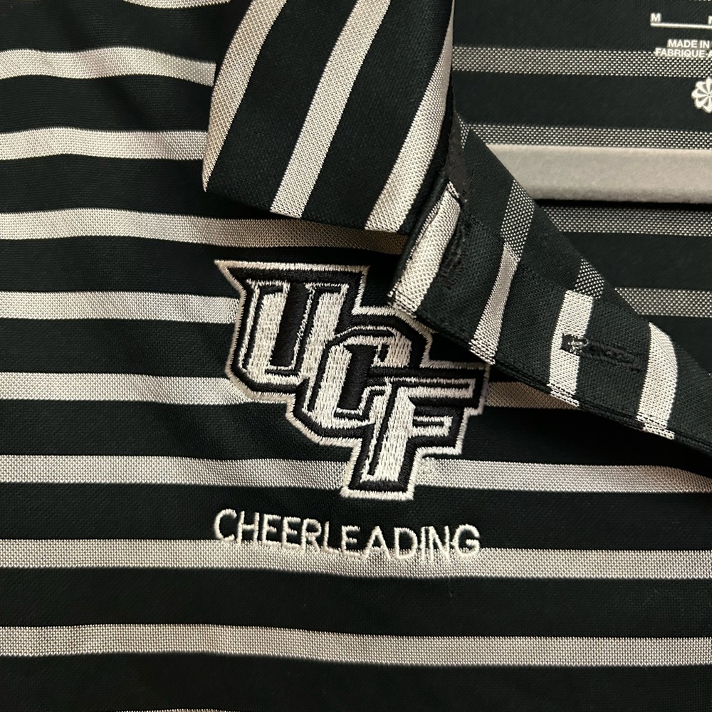 UCF Cheer Nike Dri Fit Black and White Striped polo